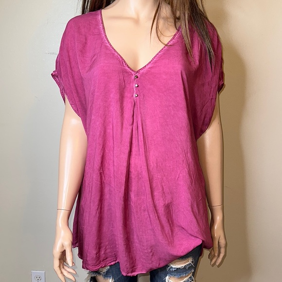 torrid Tops - Torrid Red Beet Acid Wash Challis Dolmain Top 4X
